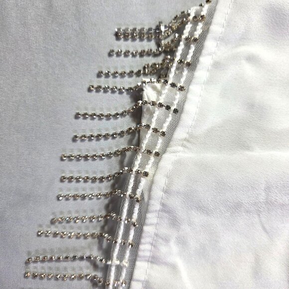 GRACE & EMMA White Halter Top Rhinestone Fringe Light Weight Womens Small New - Picture 6 of 10